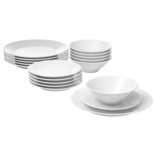 Juego de 18 Platos de Porcelana Blancos