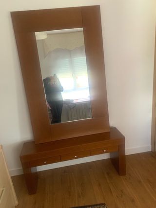 Recibidor Entrada Consola y espejo madera