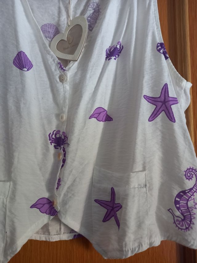 Chaleco blanco motivos marino. NUEVO!