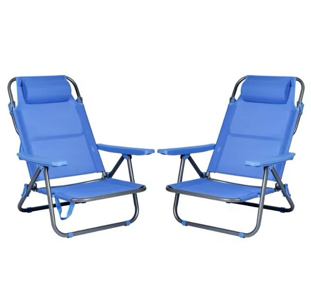 Confezione da 2 sedie da spiaggia pieghevoli. Nuovo.