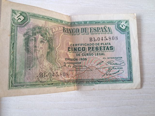 Billete 5 pesetas 1935