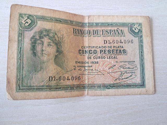 Billete cinco pesetas 1935