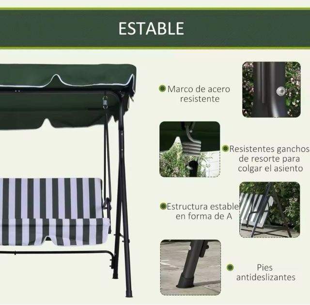 Sdraio da giardino per 3 persone - Tenda