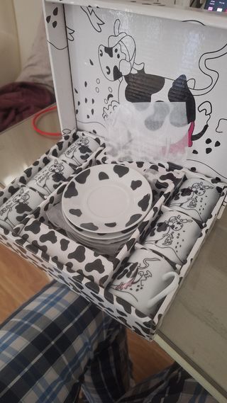 Juego de 6 tazas pequeñas tipo té con estilo vaca