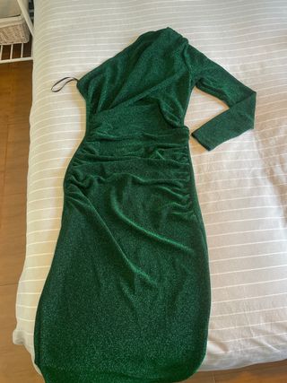 Vestido verde brillante manga larga
