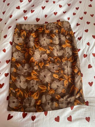 Falda floral marrón y naranja - Talla M