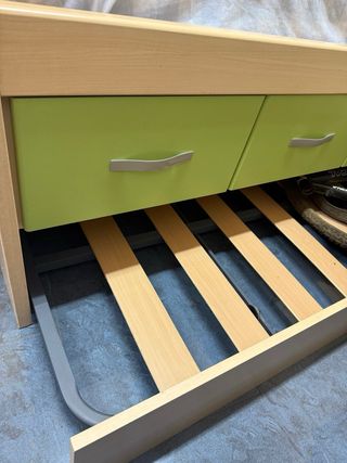 Cama nido infantil - madera - beige/verde