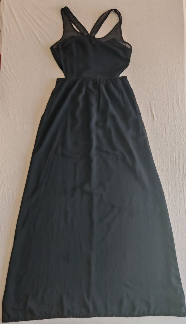 Vestido largo tirantes transparentes