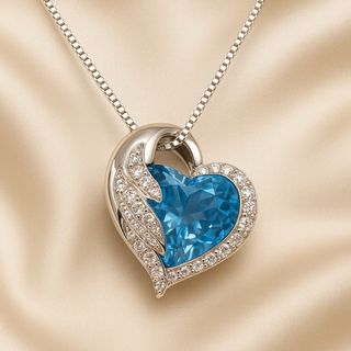 Collar Corazón de Aguamarina y Cuarzo Blanco en Plata de Ley  Joya Boho Exclusiva