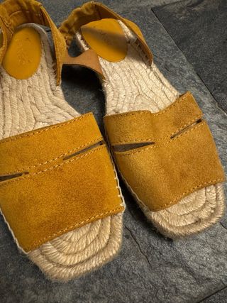 Sandali espadrillas pelle giallo ocra