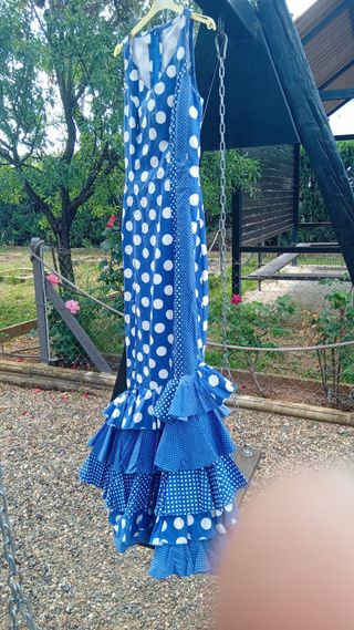 Traje Flamenca Verde y Blanco