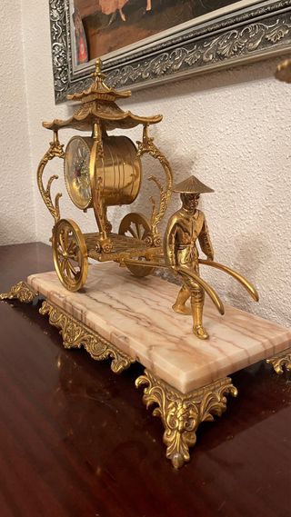 Conjunto reloj y candelabros Bronce y mármol