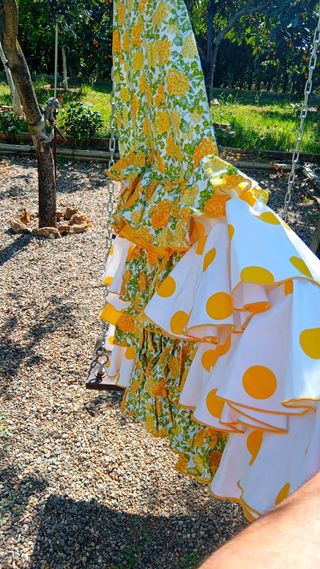 Traje Flamenca Verde y Blanco