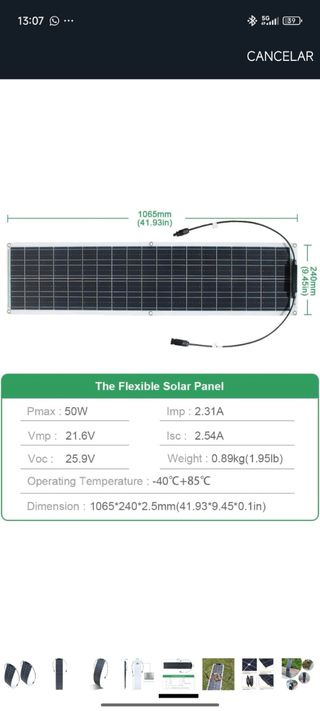 Panel solar flexible 100W (2x50W)