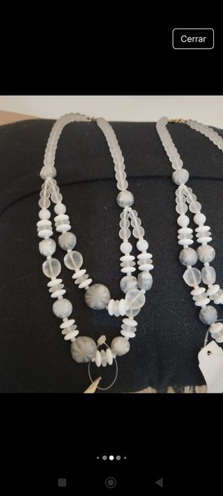 Collar 2 hileras bolas Gris Blanco