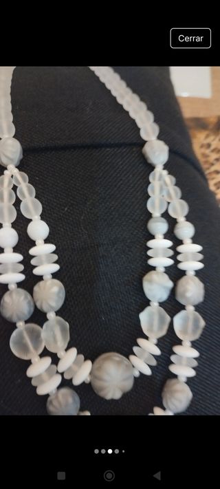 Collar 2 hileras bolas Gris Blanco