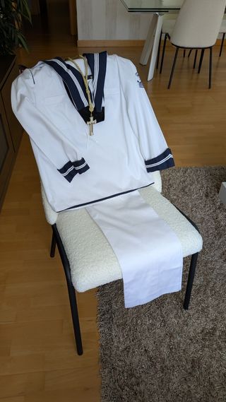 Traje comunión niño blanco y azul