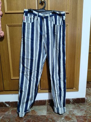 Pantalones Wall Street rayas azules y blancas