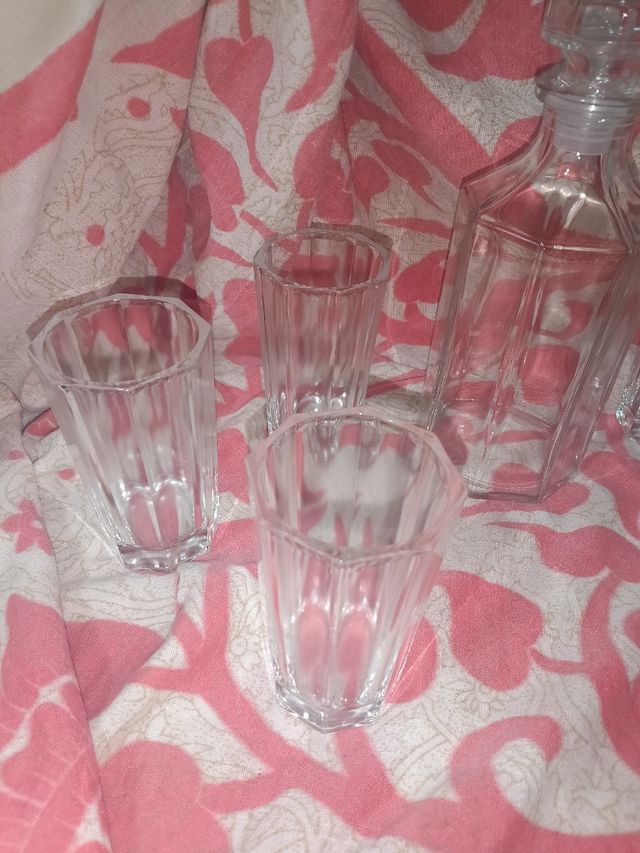 Juego vasos, botella cristal Francia SOLO HOY 10€