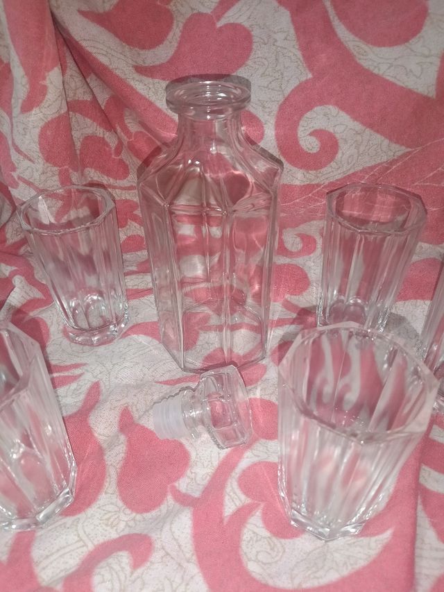 Juego vasos, botella cristal Francia SOLO HOY 10€