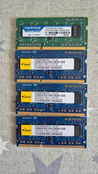 Lote 4 memorias RAM 4GB SO-DIMM