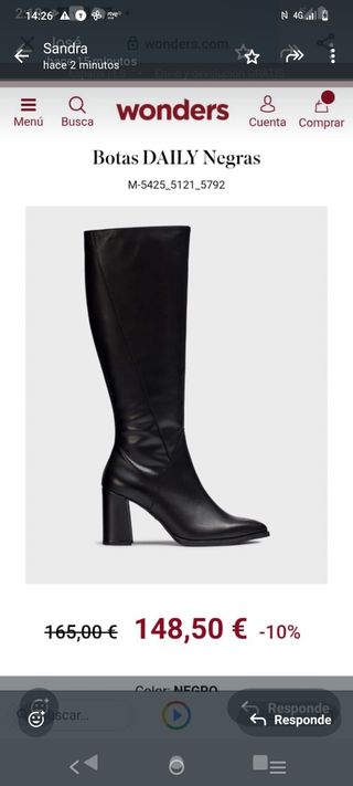 Botas altas negras piel