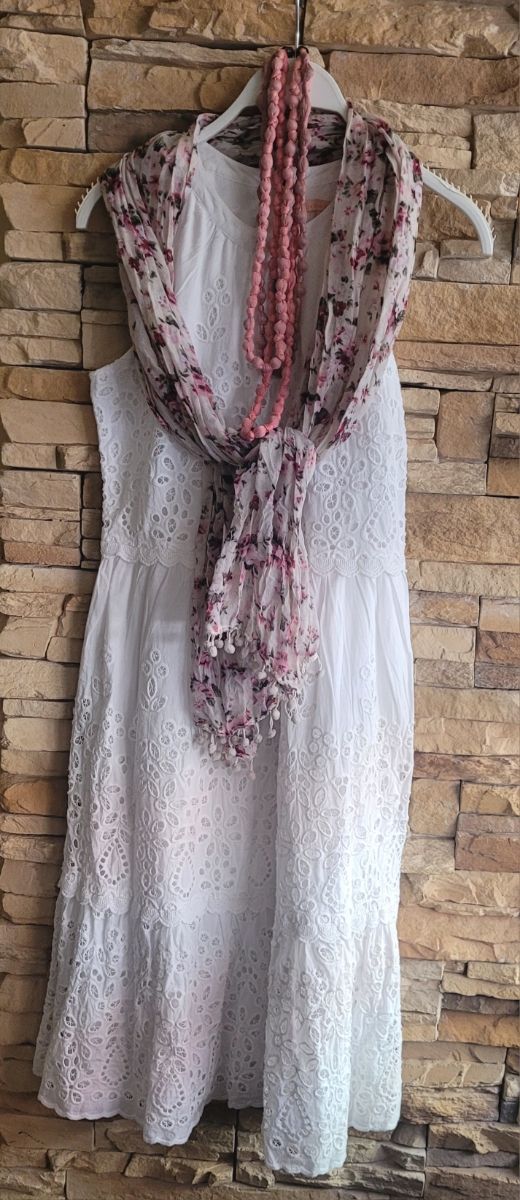 Vestido blanco encaje midi talla 38