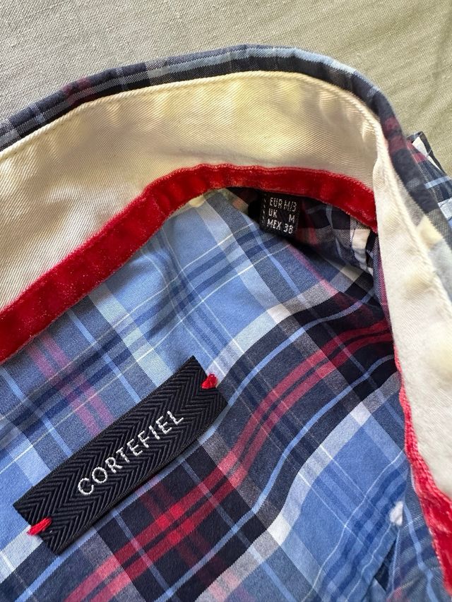 Camisa Cortefiel cuadros azul-roja M