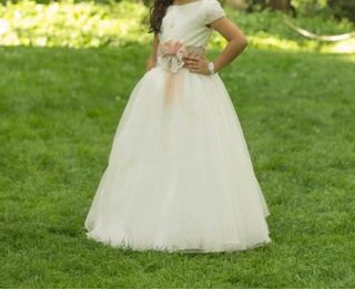 Vestido comunión niña blanco roto