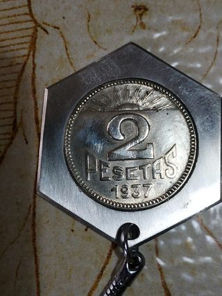 Llavero Moneda 2 Pesetas 1937