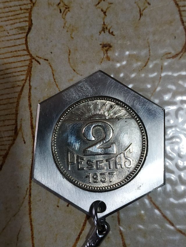 Portachiavi Moneda da 2 Pesetas 1937