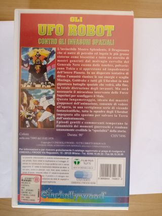 set 3 vhs film goldrake, mazinga, getter robot