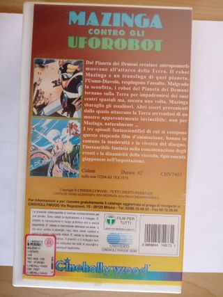 set 3 vhs film goldrake, mazinga, getter robot