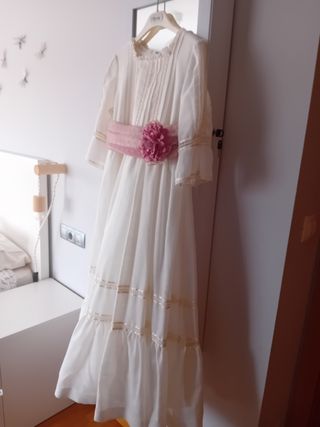 Vestido comunión niña crudo-rosa