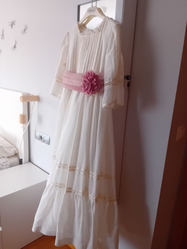 Vestido comunión niña crudo-rosa