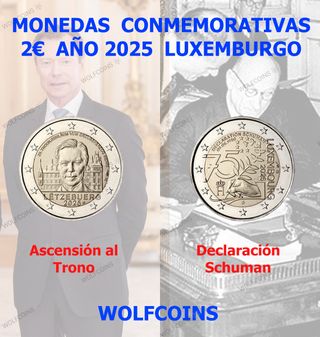 🇱🇺 LUXEMBURGO MONEDAS 2€ 2025 TRONO y D. SCHUMAN