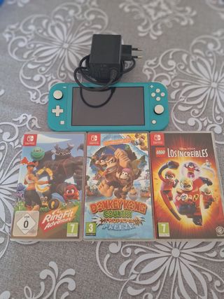 Nintendo Switch Lite turquesa + juegos