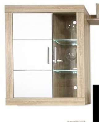 Mueble vitrina de color madera/blanco con cristal