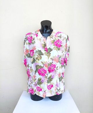 Camicia blusa vintage taglia L colore rosa, verde