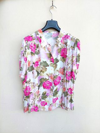 Camicia blusa vintage taglia L colore rosa, verde