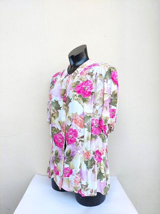 Camicia blusa vintage taglia L colore rosa, verde