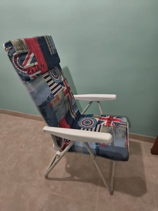 Tumbona Plegable Azul y Blanca