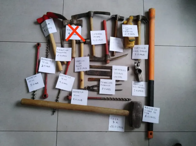 Herramientas varias . Precios según herramienta