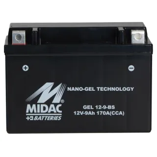 Batería Moto Gel 9Ah 170A Midac 9-BS