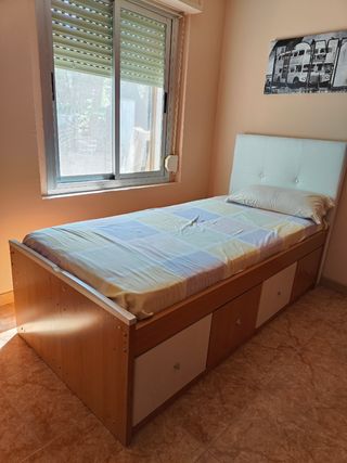 Cama nido 90 - Madera, blanco y marrón