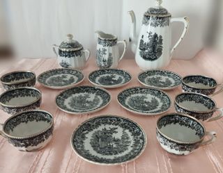 ANTIGUO JUEGO DE CAFÉ PORCELANA SANTA CLARA 