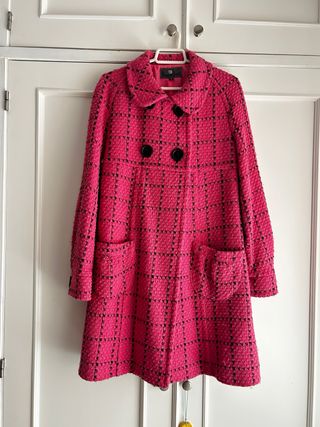 Abrigo francés rosa y negro de lana y cashmire