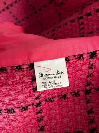 Abrigo francés rosa y negro de lana y cashmire
