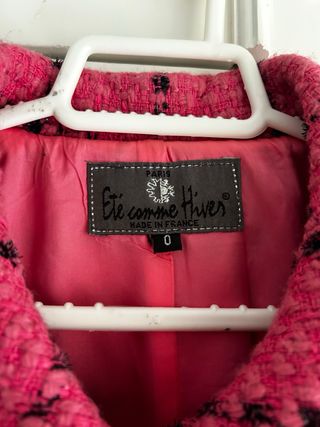 Abrigo francés rosa y negro de lana y cashmire