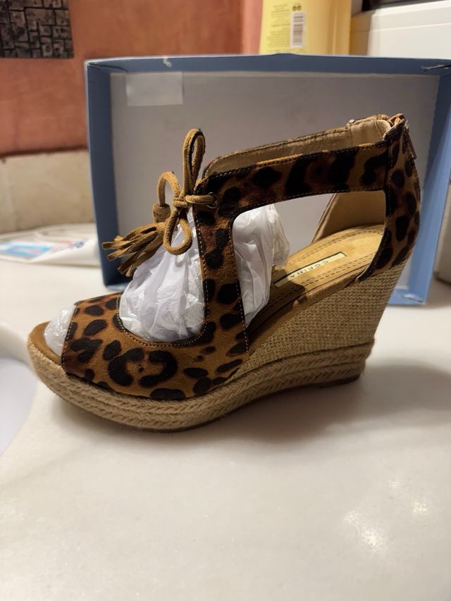 Cuñas esparto animal print